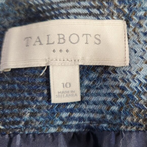 Talbots skirt Womens Blue Plaid Wool-Blend Pencil Size 10 career office - Picture 3 of 8